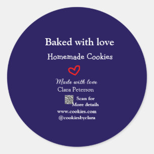 Sticker Rond Biscuits maison cuits avec amour ajoutez QR fait a
