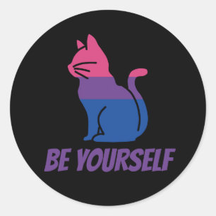 Sticker Rond Bisexual Pride Chat - Soyez vous-même