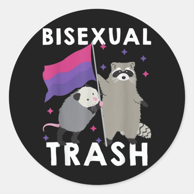Sticker Rond Bisexual Trash Gay pride Rainbow LGBT Raccoon (Devant)