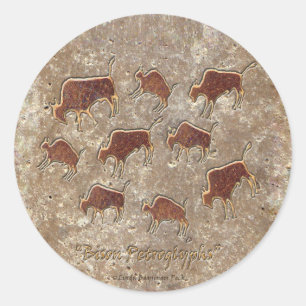 Sticker Rond Bison Petroglyphes
