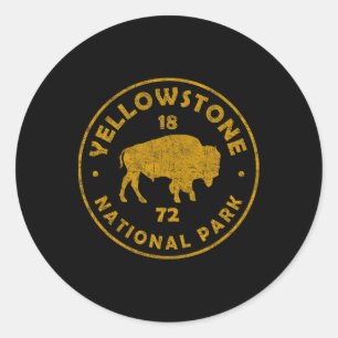 Sticker Rond Bison Rétro Parc National de Yellowstone 1872 Rand