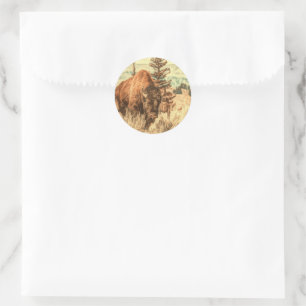 Sticker Rond Bison sauvage des bois