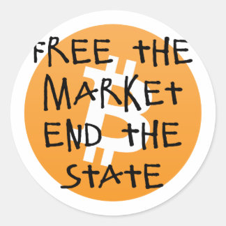 Sticker Rond Bitcoin - Libérer le marché Mettre fin à l'État