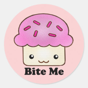 Sticker Rond Bite Me Cupcake