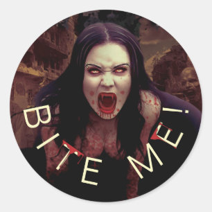 Sticker Rond Bite-Moi ! Vampire Halloween ID980