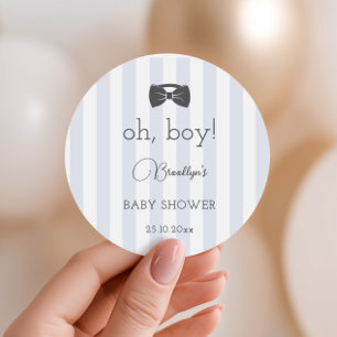 Sticker Rond Bitty Bow Oh Boy Baby shower