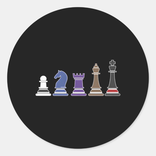Sticker Rond Bjj Brésilien Jiu Jitsu Chess Pièces (Devant)