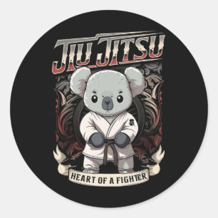 Sticker Rond Bjj Cœur d'un combattant - Jiu Jitsu Byby Koala
