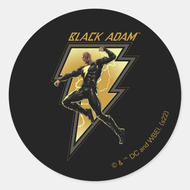 Sticker Rond Black Adam Lightning Bolt Illustration du caractèr (Devant)