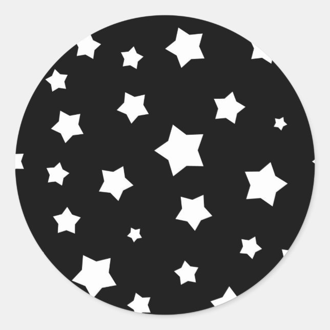 Sticker Rond Black and white stars (Devant)