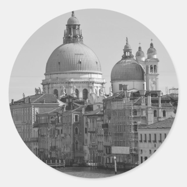 Sticker Rond Black Blanc Grand Canal Venise Italie Voyage (Devant)