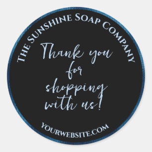 Sticker Rond Black & blue foil merci d'acheter avec nous