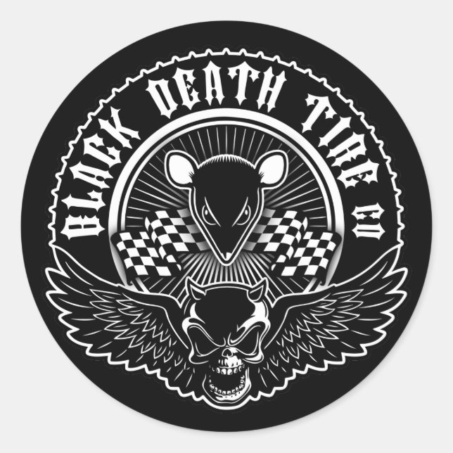 Sticker Rond Black Death Tire Co. (Devant)