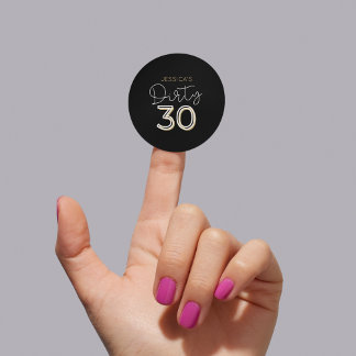 Sticker Rond Black Dirty Trente Personnalisé Nom Anniversaire S