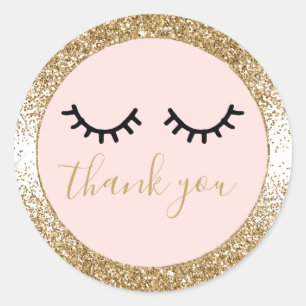 Sticker Rond Black Eyelashes Gold Glitter