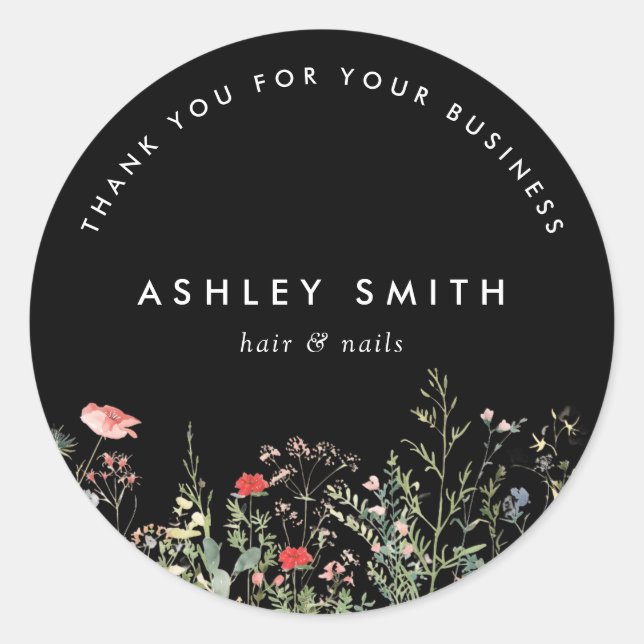 Sticker Rond Black Fleur sauvage Meadow (Devant)