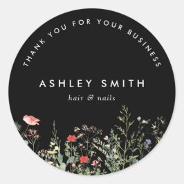 Sticker Rond Black Fleur sauvage Meadow
