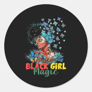 Sticker Rond Black Girl Magic Black History Mois Papillon Pri