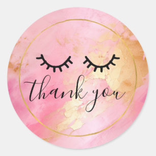 Sticker Rond Black Girl rose Glam or Eyelashes