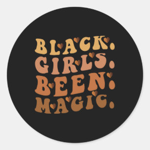 Sticker Rond Black Girls A Été Magique Melanin Afro-Américain H