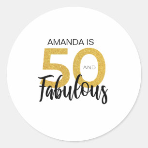 Sticker Rond Black Gold 50 et fabuleux 50e anniversaire