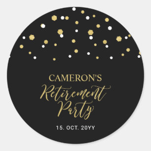 Sticker Rond Black & Gold   Cadeau de fête de retraite moderne 