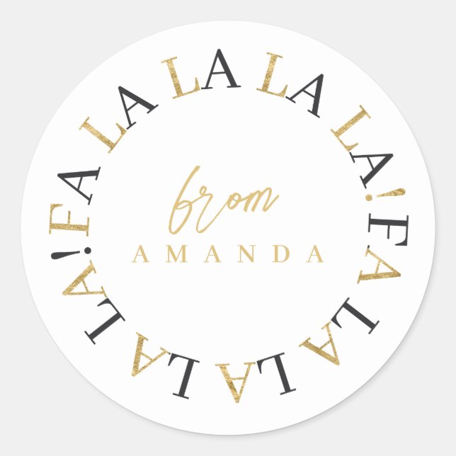 Sticker Rond Black Gold Fa Noël La La ID1009 (Devant)