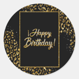 Sticker Rond Black Gold & Jewel Leopard