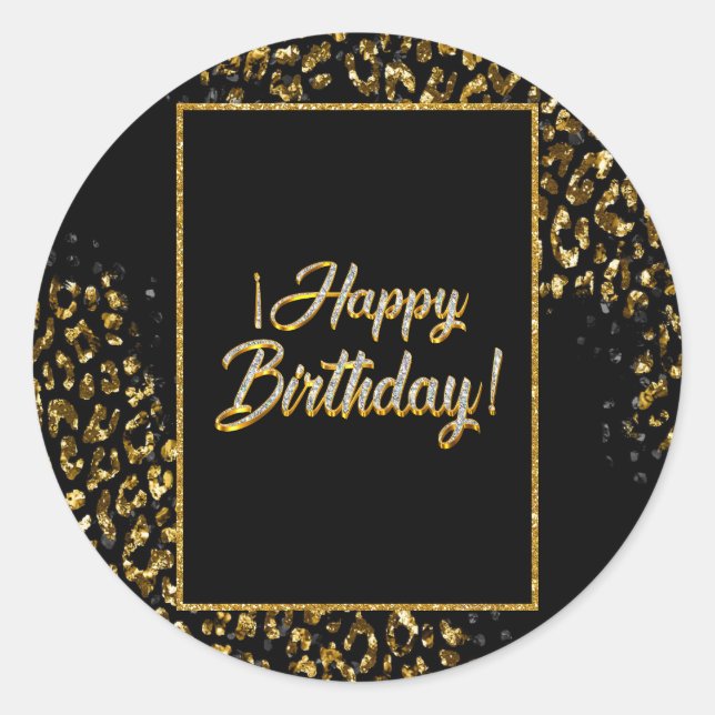 Sticker Rond Black Gold & Jewel Leopard (Devant)