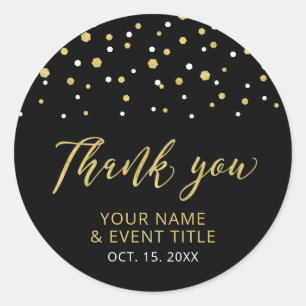 Sticker Rond Black & Gold   Moderne remerciement pour cadeau d'