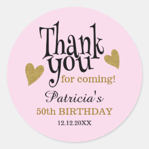 Sticker Rond Black Gold rose 50e anniversaire Merci Favor