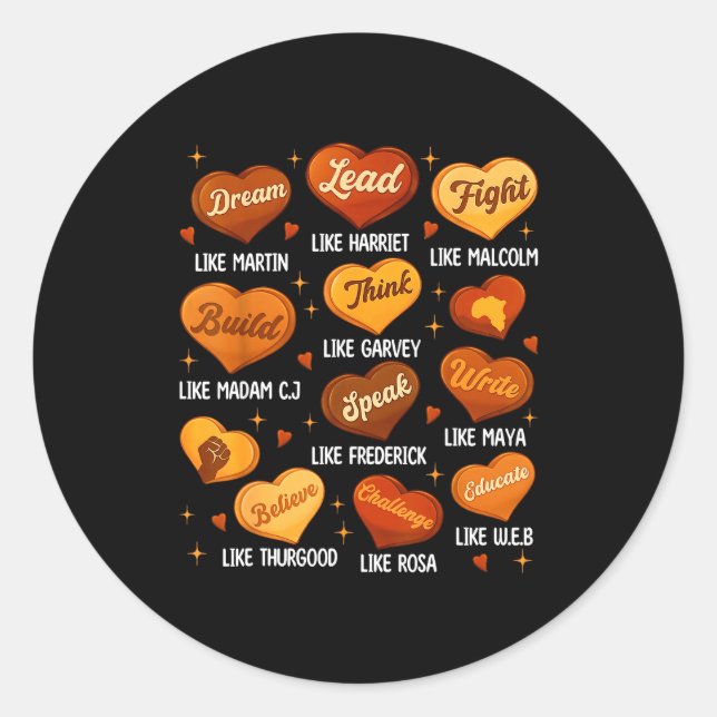 Sticker Rond Black History Month Black Leaders African American (Devant)