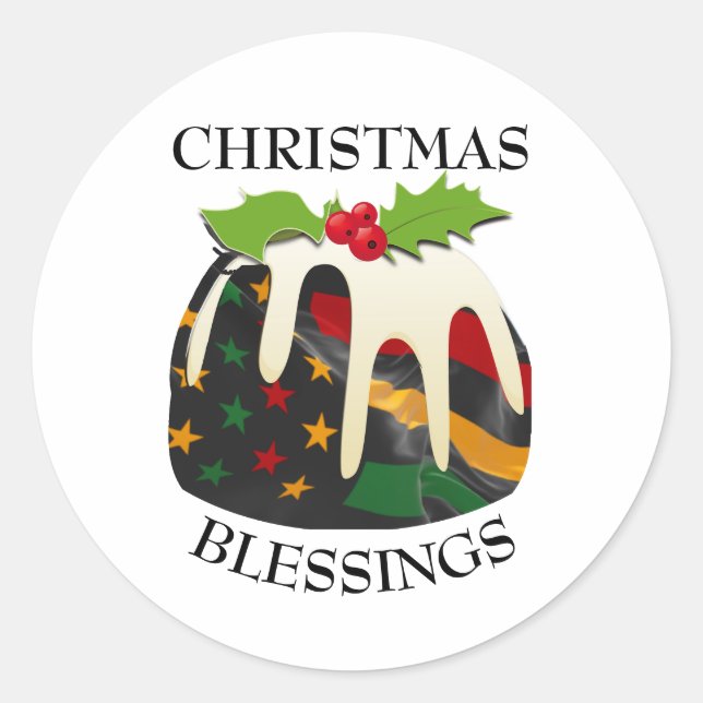 Sticker Rond Black History USA Drapeau CHRISTMAS PUDING (Devant)