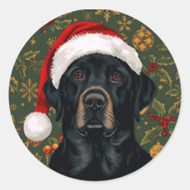 Sticker Rond Black lab christmas