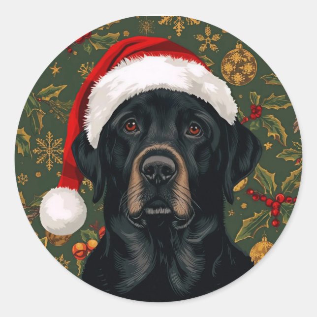 Sticker Rond Black lab christmas (Devant)
