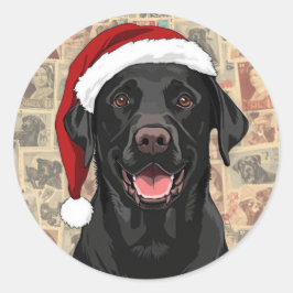 Sticker Rond Black lab christmas