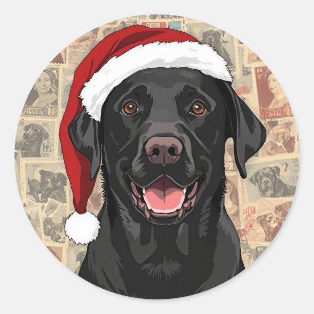 Sticker Rond Black lab christmas (Devant)