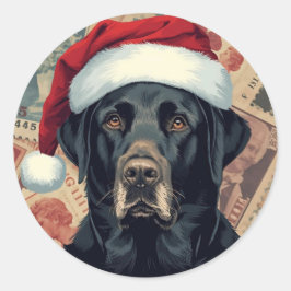 Sticker Rond Black lab christmas