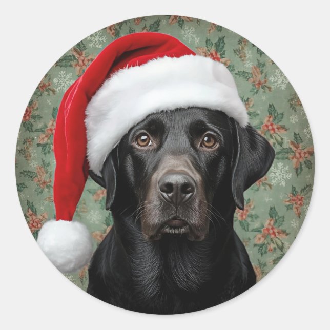 Sticker Rond Black lab christmas (Devant)