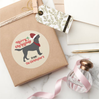 Sticker Rond Black Lab Labrador Joyeux Noël