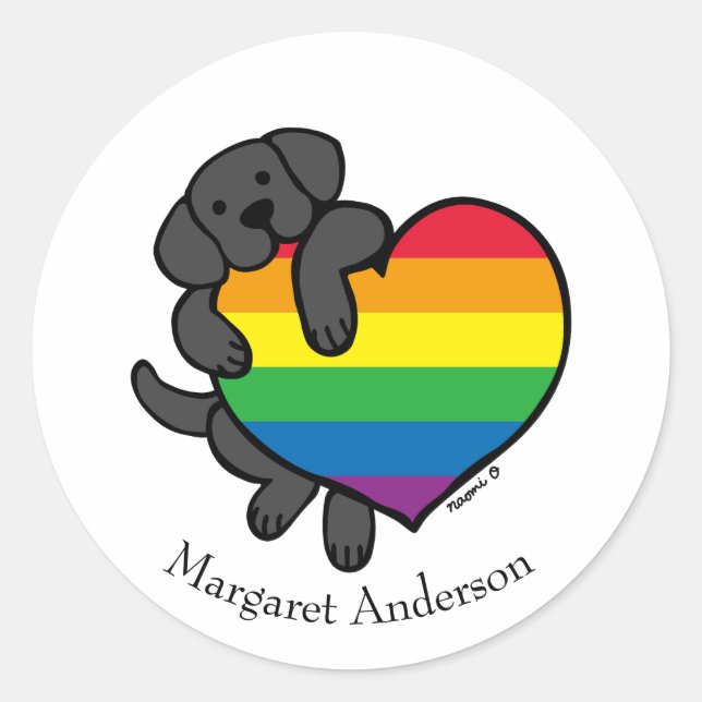 Sticker Rond Black Labrador Rainbow Pride (Devant)