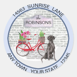 Sticker Rond Black Labrador Retriever Adresse vélo