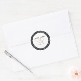 Sticker Rond Black Marble Modern Mariage adresse de retour