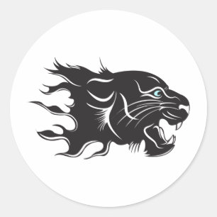 Sticker Rond Black Panther Blue Eyes