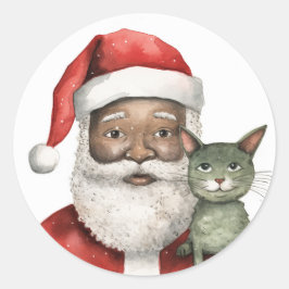 Sticker Rond Black Père Noël Joyeux cadeaux