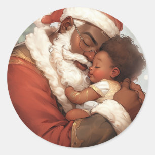 Sticker Rond Black Père Noël Tender Joy