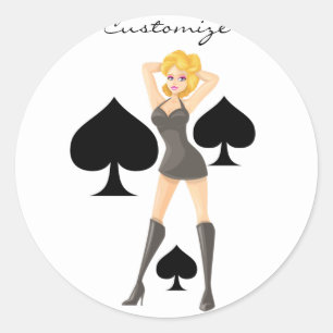 Sticker Rond Black Spades Blonde Queen Thunder_Cove
