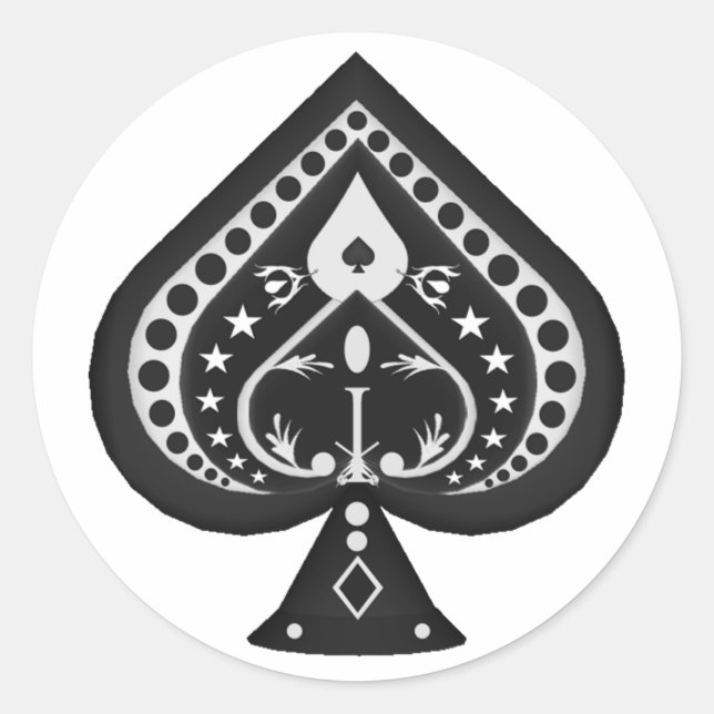 Sticker Rond Black Spades : Jouer Des Cartes Suit : (Devant)