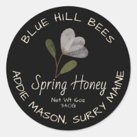 Black Spring Honey Label Blanc Aquarelle Fleur