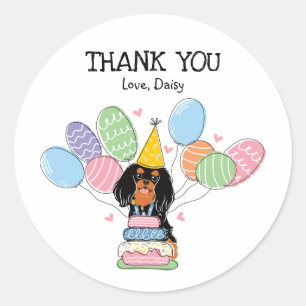 Sticker Rond Black Tan Cavalier King Charles Spaniel Anniversai